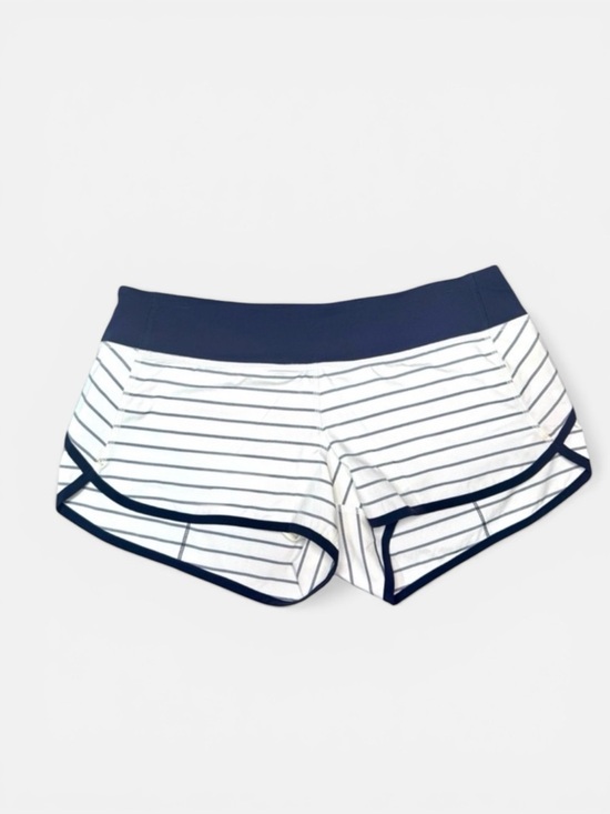 lululemon athletica Pants - Lululemon Quiet Stripe Speed Short Athletic Shorts Low Rise Navy White Size 8
